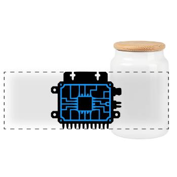 Logo informatique du PCB Microchip - Boîte à biscuits avec couvercle en bois - blanc - Devant