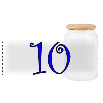 10. 10 YEARS. 10th ANNIVERSARY. 10 YEAR ANNIVERSARY. - Panoramic Cookie Jar with Wooden Lid - white - Front