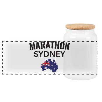 Marathon Sydney - Panoramic Cookie Jar with Wooden Lid - white - Front