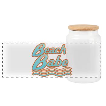 Beach Babe Neon Waves Typography - Panoramic Cookie Jar with Wooden Lid - white - Front