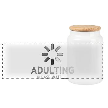 Chargement adulte s’il vous plaît attendez, drôle sarcastique - Boîte à biscuits avec couvercle en bois - blanc - Devant