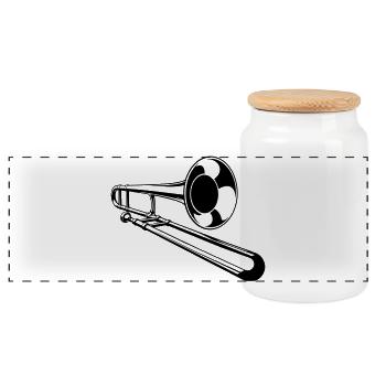 trombone - Panoramic Cookie Jar with Wooden Lid - white - Front