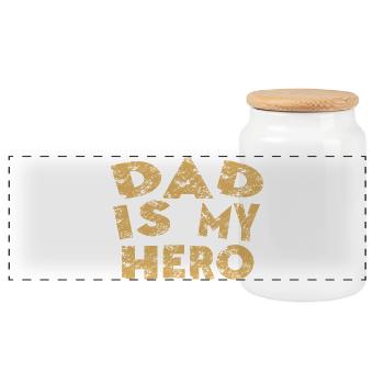 Daddy is my hero - Panoramic Cookie Jar with Wooden Lid - white - Front