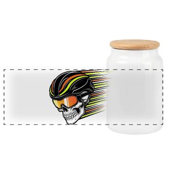 Skull Bicycle VTT VTT Conception de VTT - Boîte à biscuits avec couvercle en bois - blanc - Devant