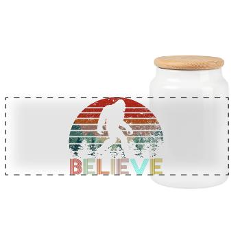 Glauben Sie an Bigfoot Vintage Retro Sasquatch Geschenk - Panorama Keksdose mit Holzdeckel - Weiß - Vorne