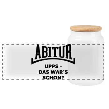 Abitur: Upps – Das War’s Schon? (Konkav / Black) - Panorama Keksdose mit Holzdeckel - Weiß - Vorne