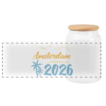 Amsterdam 2026 - Panoramic Cookie Jar with Wooden Lid - white - Front
