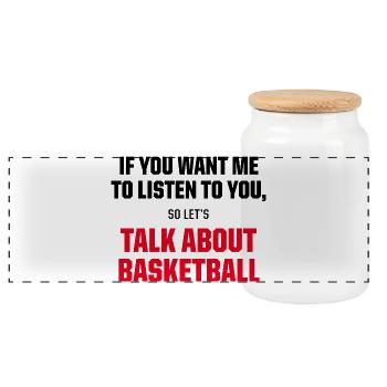 Talk About Basketball Funny Sports Fan Quote - Panorama Keksdose mit Holzdeckel - Weiß - Vorne