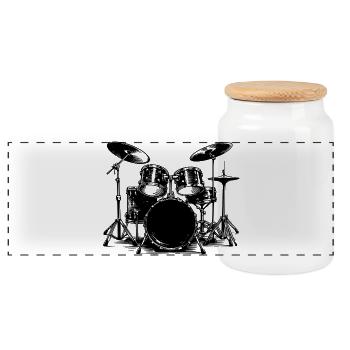 Batterie Musique rétro Style vintage - Boîte à biscuits avec couvercle en bois - blanc - Devant