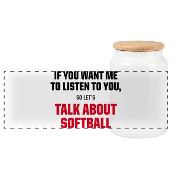 Talk About Softball Funny Fastpitch Player Quote - Panorama Keksdose mit Holzdeckel - Weiß - Vorne