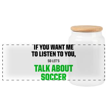 Talk About Soccer Funny Football Fan Quote - Panorama Keksdose mit Holzdeckel - Weiß - Vorne