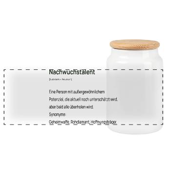 Nachwuchstalent Definition Lustiger Fußball Spruch - Panorama Keksdose mit Holzdeckel - Weiß - Vorne