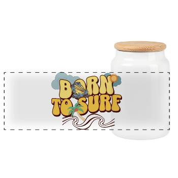 Born To Surf - Panorama Keksdose mit Holzdeckel - Weiß - Vorne