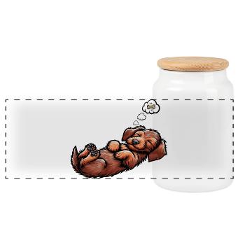 wire-haired dachshund dachshund dachshund owner Teckel Tekkel - Panoramic Cookie Jar with Wooden Lid - white - Front