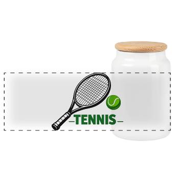 Conception de tennis - Boîte à biscuits avec couvercle en bois - blanc - Devant