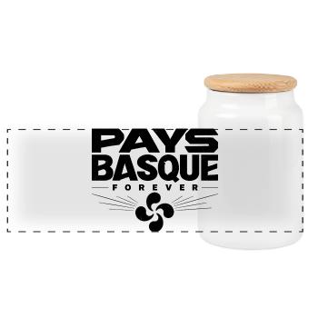 Pays Basque Forever Lauburu Vintage Design - Boîte à biscuits avec couvercle en bois - blanc - Devant