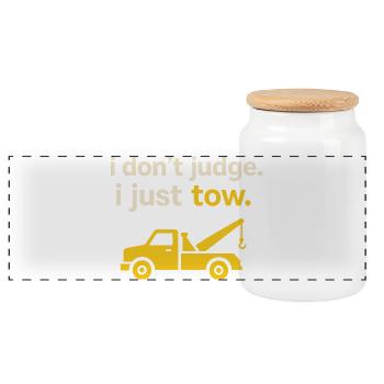 Je ne juge pas | Service de remorquage - Boîte à biscuits avec couvercle en bois - blanc - Devant