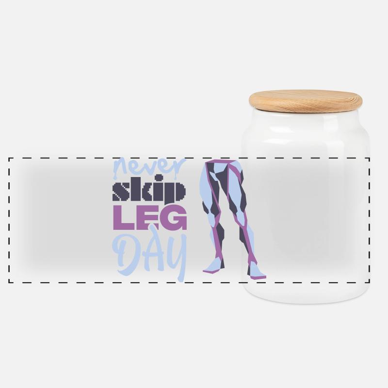 Never Skid Leg Day Grafik - Panorama Keksdose mit Holzdeckel - Weiß