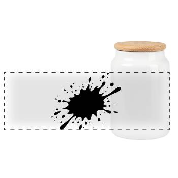 T-Shirt mit schwarzem Farbkleks - black splash - Panorama Keksdose mit Holzdeckel - Weiß - Vorne