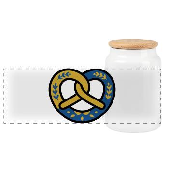 Motif de diamants de bretzel Bavaria Volksfest Munich - Boîte à biscuits avec couvercle en bois - blanc - Devant