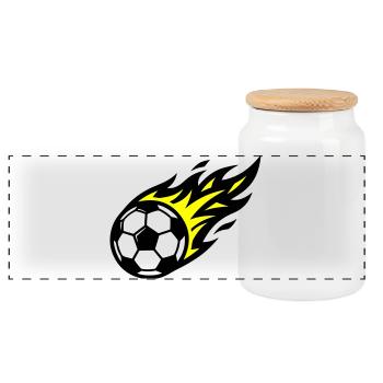 Ballon de Flamme de Football - Boîte à biscuits avec couvercle en bois - blanc - Devant
