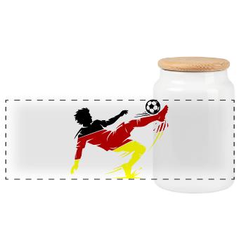 Retournée en pied aérien Allemagne Football - Boîte à biscuits avec couvercle en bois - blanc - Devant