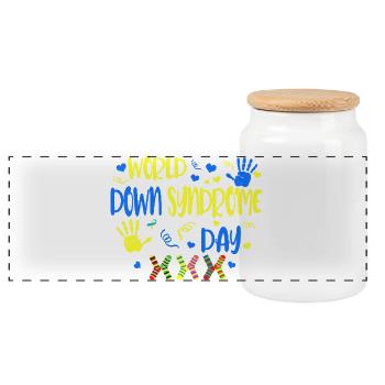 Welt-Down-Syndrom-Tag Regenbogensocken - Panorama Keksdose mit Holzdeckel - Weiß - Vorne