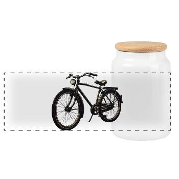 Silhouette de vélo rétro - Boîte à biscuits avec couvercle en bois - blanc - Devant