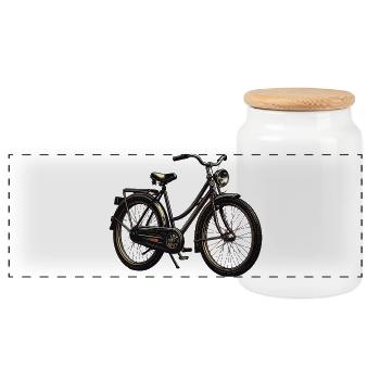 Vintage Bicycle Illustration City Bike - Panoramic Cookie Jar with Wooden Lid - white - Front