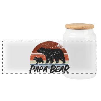 Papa Ours - Cadeau de la fête des pères - Boîte à biscuits avec couvercle en bois - blanc - Devant