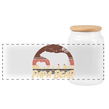 Papa Bear - Vater Vatertag Geschenk - Panorama Keksdose mit Holzdeckel - Weiß - Vorne