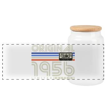 Original 1956 Vintage Retro Geburtstag Geschenk - Panorama Keksdose mit Holzdeckel - Weiß - Vorne