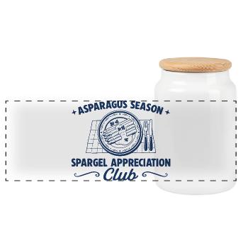 Spargel Appreciation Club – Retro Gourmet - Panorama Keksdose mit Holzdeckel - Weiß - Vorne