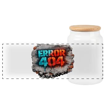 Error 404 Street Art - Panoramic Cookie Jar with Wooden Lid - white - Front