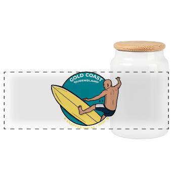 Gold Coast Queensland Snapper Rocks Tropical Surf - Panoramic Cookie Jar with Wooden Lid - white - Front