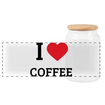 I Love Coffee Saying – Funny Coffee T-Shirt - Panoramic Cookie Jar with Wooden Lid - white - Front
