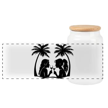 Icône du palmier HolidayWomen - Boîte à biscuits avec couvercle en bois - blanc - Devant