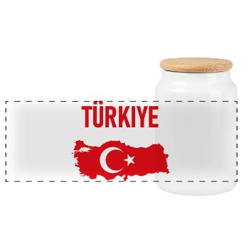 TÜRKEI TÜRKIYE TÜRKISCHE Europa Sport Fan - Panorama Keksdose mit Holzdeckel - Weiß - Vorne