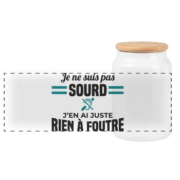 je ne suis pas sourde, j'en ai juste rien a foutre - Boîte à biscuits avec couvercle en bois - blanc - Devant