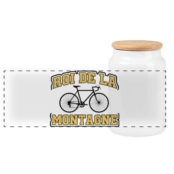 T-shirt Vélo Rétro Roi de la Montagne - Boîte à biscuits avec couvercle en bois - blanc - Devant