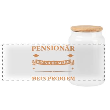 Pensionär 2027 Nicht mehr zuständig Pensionierung - Panorama Keksdose mit Holzdeckel - Weiß - Vorne