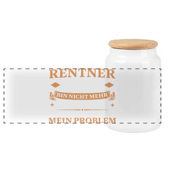 Rentner 2027 Nicht mehr zuständig Renteneintritt - Panorama Keksdose mit Holzdeckel - Weiß - Vorne