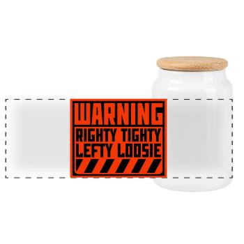 Righty Tighty Lefty Loosie Lustig Heimwerker Logo - Panorama Keksdose mit Holzdeckel - Weiß - Vorne