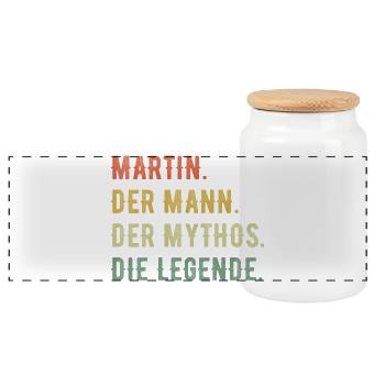 Martin Vorname Der Mann Der Mythos Die Legende - Panorama Keksdose mit Holzdeckel - Weiß - Vorne