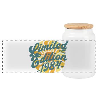 Édition limitée anniversaire 1984 - Boîte à biscuits avec couvercle en bois - blanc - Devant