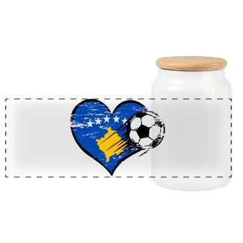 Flag football du Kosovo avec le cœur utilisé - Boîte à biscuits avec couvercle en bois - blanc - Devant