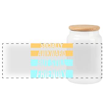 Socially Awkward But Still Friendly Lustig Spruch - Panorama Keksdose mit Holzdeckel - Weiß - Vorne