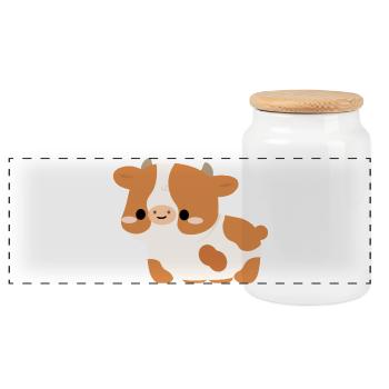 Veau de vache de Guernesey - Boîte à biscuits avec couvercle en bois - blanc - Devant