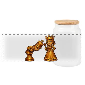 Schach - Panorama Keksdose mit Holzdeckel - Weiß - Vorne