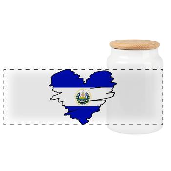 El Salvador Salvadoran Flag Heart El Salvador - Panoramic Cookie Jar with Wooden Lid - white - Front